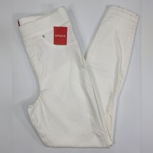NWT Spanx Distressed Skinny Pull-On Jeans in White Women's Small 20229R NEW $128